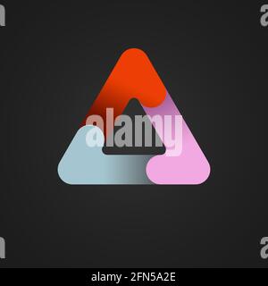 triangle divided into three colored parts. Template for infographics. Color design Stock Vector