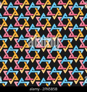 Seamless color pattern of interlocking triangles. Template for textures, textiles, and simple backgrounds. Simple style Stock Vector