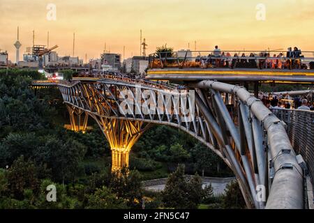 The Bridge of Nature in Tehran, Iran at sunset at spring in 2017 Stock Photo