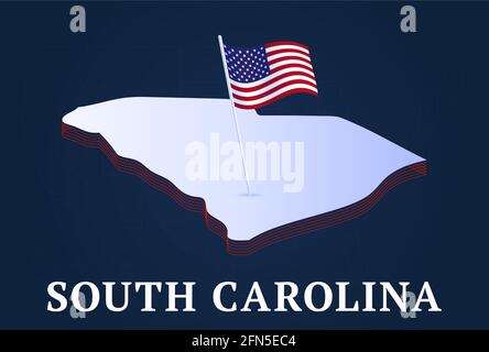 Waving flag map of South Carolina. Vector illustration Stock Vector ...