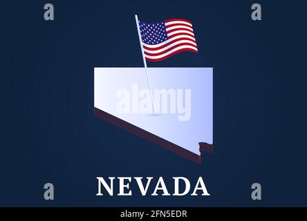 Isometric map of US state Nevada with soccer field. Football ball in ...