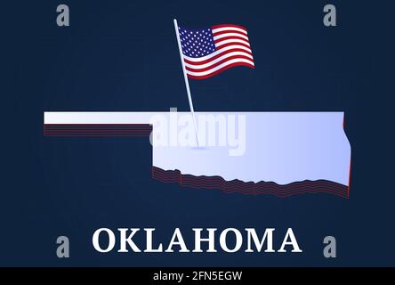 3d isometric Map of Oklahoma is a state of United States with national ...