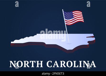 3d isometric Map of North Carolina is a state of United States with ...