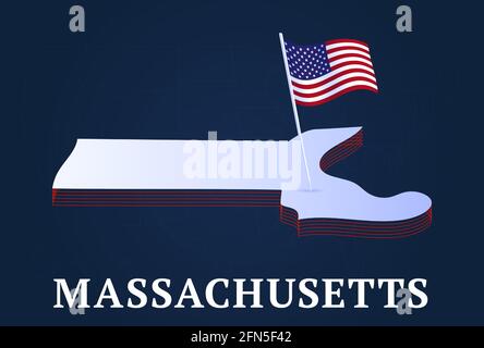 3d isometric Map of Massachusetts is a state of United States with ...