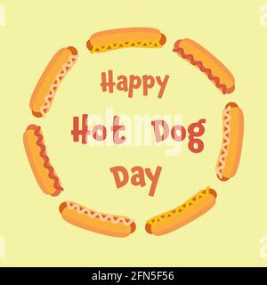 National Hot dog Day Vector Illustration. Template for your design: postcard, card, invitation, banner, badge. Stock Photo