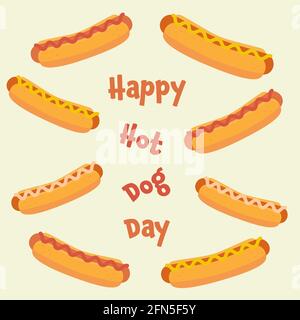 National Hot dog Day Vector Illustration. Template for your design: postcard, card, invitation, banner, badge. Stock Photo