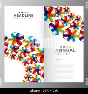 Annual colorful business report template design layout Stock Vector