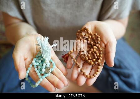 Yoga mala beads for meditation isolated wallpaper Stock Illustration