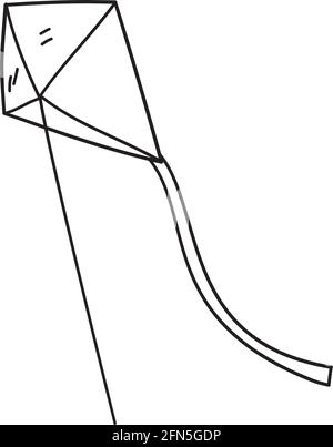 Icon Of Kite. Hand Drawn Sketch Design. Vector Illustration. Stock Vector