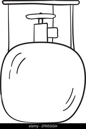 Icon Of Camping Gas Container. Hand Drawn Sketch Design. Vector Illustration. Stock Vector