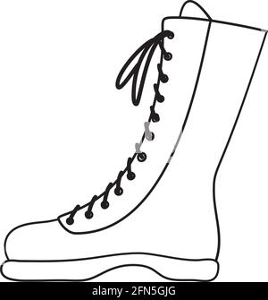 Icon Of Hiking Boot. Hand Drawn Sketch Design. Vector Illustration. Stock Vector