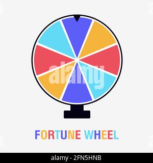 Wheel of fortune vector illustration of a flat. Empty colorful wheel of fortune isolated from the background. Stock Vector