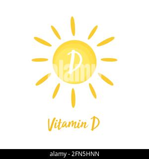 Vitamin D Sun Sign Icon. Vector Illustration Stock Vector