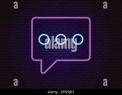 Neon pink and blue light on dark brick wall vector illustration. Neon message sign. Lights sign. Vector abstract neon background for signboard Stock Vector