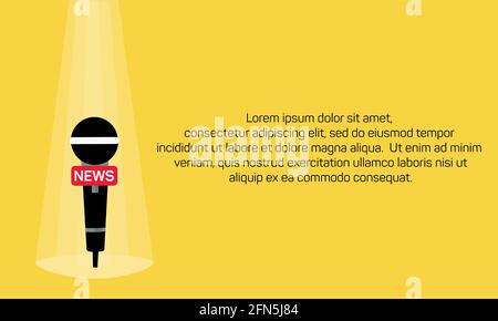 Microphone vector. News illustration. News on TV and radio. Interview. Stock Vector