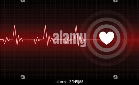 Red heart beat vector illustration background. Pulse rate vector. Heart icon. Stock Vector