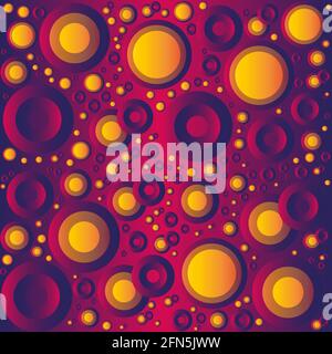 Seamless repeating pattern. Button like circles in various sizes and retro colors and gradients. Abstract. Stock Vector