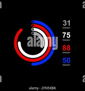 Percentage Diagram of your Subscribers, Likes, Views, Shares. Track development of your channel. Vector illustration Stock Vector