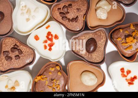 chocolate assortment candies isolated on white background Stock Photo