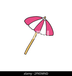 hand drawn of a beach umbrella isolated white Stock Vector