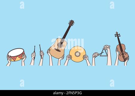 Musical instruments and creative arts concept Stock Vector
