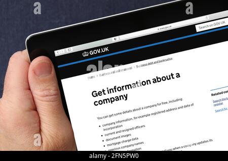 Companies House website viewed on an Ipad (editorial use only) Stock Photo