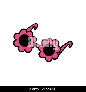 Doodle hand drawn sunglasses. Glasses flower Stock Vector