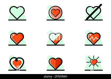 Heart Icon Set Illustration Design Conceptual Vector great for website, presentation, application, social media, and more. Icon set design outline col Stock Vector