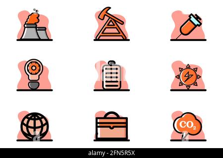 Conceptual Industry Vector Icon Set Illustration Design perfect for website, presentation, application, social media and more. Icon set design outline Stock Vector