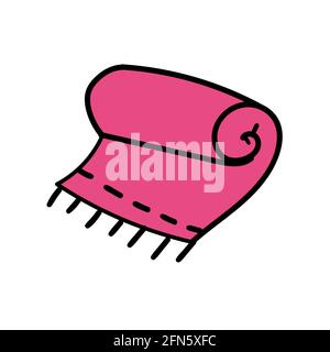 beach towel. Monochrome doodle line art vector Stock Vector