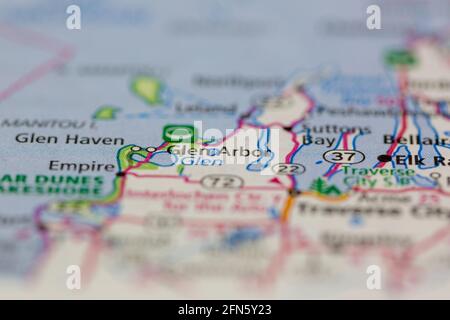 Glen Arbor Michigan USA shown on a Geography map or road map Stock Photo