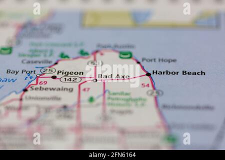 Bad Axe Michigan USA shown on a Geography map or road map Stock Photo