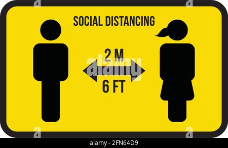 Social distancing icon symbol vector keep safe distance sign in a glyph pictogram illustration Stock Vector