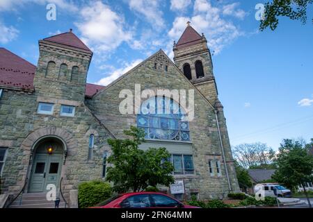 Kingston, NY - USA- May 12, 2021: VIew of the St James United Methodist Church in the Kingston Stockade District. Stock Photo