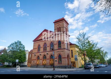 Kingston, NY - USA- May 12, 2021: VIew of the Saint Joseph Roman Catholic Church in the Kingston Stockade District. Stock Photo