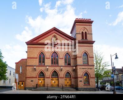 Kingston, NY - USA- May 12, 2021: VIew of the Saint Joseph Roman Catholic Church in the Kingston Stockade District. Stock Photo