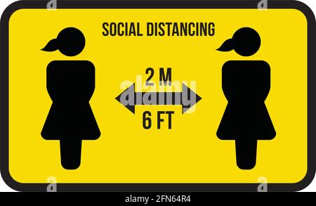 Social distancing icon symbol vector keep safe distance sign in a glyph pictogram illustration Stock Vector