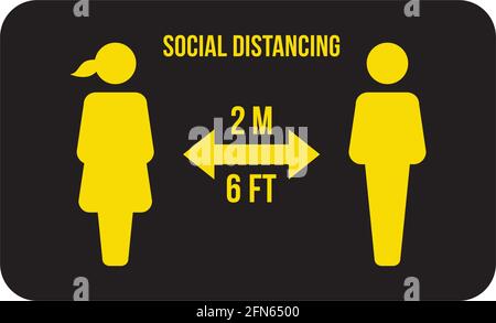 Social distancing icon symbol vector keep safe distance sign in a glyph pictogram illustration Stock Vector
