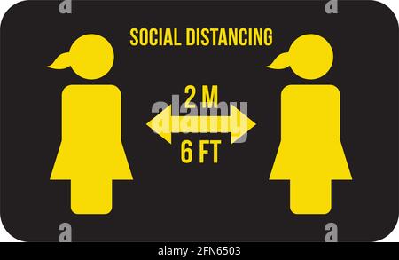 Social distancing icon symbol vector keep safe distance sign in a glyph pictogram illustration Stock Vector