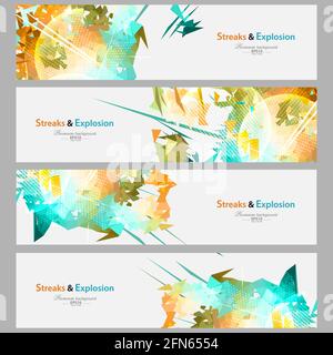 Streaks and explosion creative pattern banner collection Stock Vector