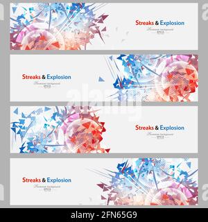 Streaks and explosion creative pattern banner collection Stock Vector