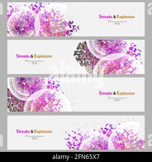 Streaks and explosion creative pattern banner collection Stock Vector