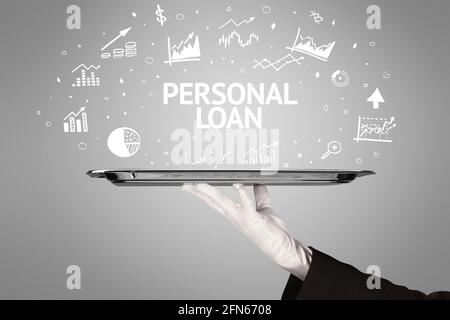 Waiter serving business idea concept Stock Photo