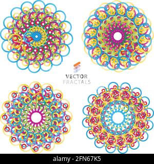 Vector colorful fractal flower creative design collection Stock Vector
