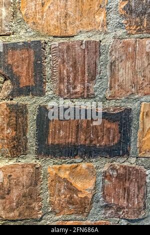 The background is made of old brickwork. Texture. Stock Photo