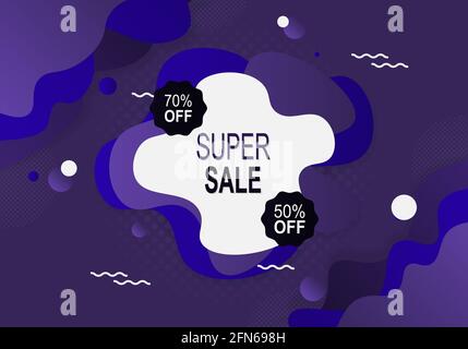 Sale banner background with purple wavy fluid shape. Abstract background. Vector illustration. Stock Vector