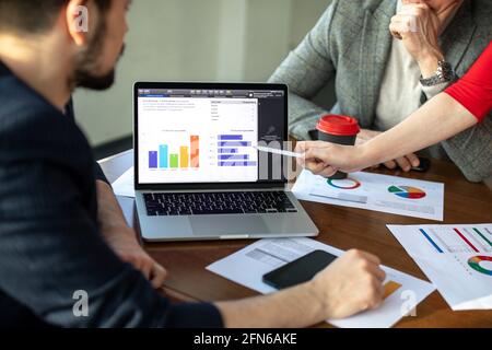 Businessmen are meeting negotiations on the trade and investment. Concepts. Business meetings, planning, negotiating. Stock Photo