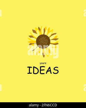 Sunflower flat design. Your ideas. Inspiration for ideas. Sunflower on a bright background. Illustration for postcard, poster, banner, flyer, greeting Stock Vector