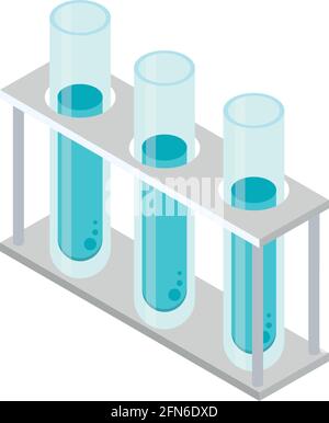 chemical flasks isometric Stock Vector