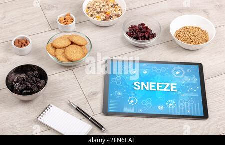 Healthy Tablet Pc compostion, immune system boost concept Stock Photo